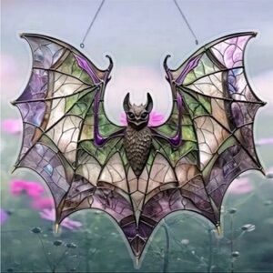 Large Gothic Bat 2D Acrylic Suncatcher With Silver Metal Chain 8x7"
LAST ONE